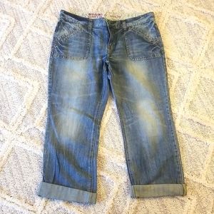 Distressed, cropped boyfriend jeans